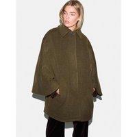 Jigsaw Pure Wool Oversized Collared Cape Khaki