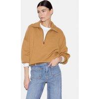 Jigsaw Double Faced Knit Half Zip Jumper Camel