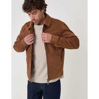 Threadbare Faux Suede Zip Up Collared Jacket Taupe