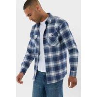 Threadbare Relaxed Fit Pure Cotton Checked Patch Pocket Shirt Denim Mix