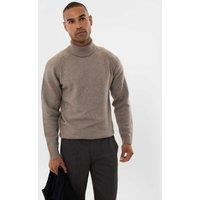 Threadbare Ribbed Roll Neck Jumper Taupe