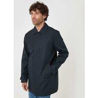 Threadbare Showerproof Collared Longline Mac Navy