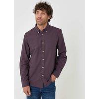 Threadbare Regular Fit Cotton Oxford Shirt Burgundy Mix