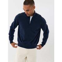 Threadbare Supersoft Relaxed Fit Funnel Neck Quarter Zip Jumper Navy