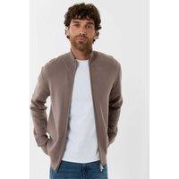 Threadbare Funnel Neck Zip Up Cardigan Taupe