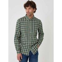 Threadbare Brushed Cotton Flannel Shirt Khaki Mix