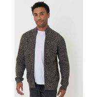 Threadbare Textured Funnel Neck Zip Up Cardigan Charcoal Mix