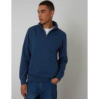 Threadbare Cotton Rich Quarter Zip Sweatshirt Light Blue