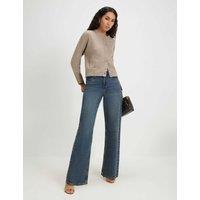 River Island Textured Button Front Cardigan Beige