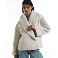 River Island Shawl Collar Cocoon Coat Beige