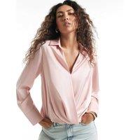 River Island Relaxed Wrap Front Blouse Pink