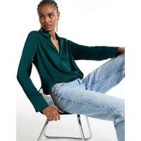River Island Relaxed Wrap Front Blouse Green