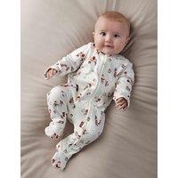Mamas & Papas Santa Christmas Print Sleepsuit White