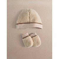 Mamas & Papas Borg Hat & Mitts Set (0-12 Mths) Beige