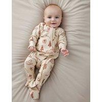 Mamas & Papas Cotton Rich Christmas Sleepsuit Beige