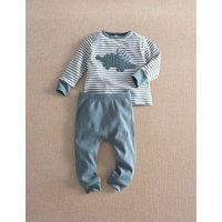 Mamas & Papas Cotton Rich Dinosaur Striped Pyjama Set Blue