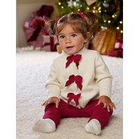 Mamas & Papas Cotton Blend Christmas Cardigan & Legging Set Red
