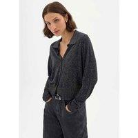 HUSH Metallic Knitted Collared Cardigan Silver Mix