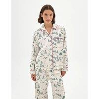 HUSH Brushed Cotton Printed Pyjama Set White Mix