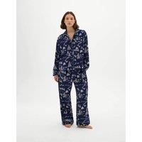 HUSH Brushed Cotton Printed Pyjama Set Dark Navy Mix