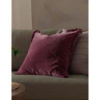 YARD Bertie Cotton Velvet Cushion Burgundy