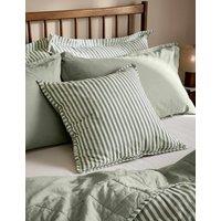 YARD Hebden Striped Cotton Cushion Green Mix