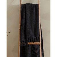 YARD Boucle Fringed Throw Black