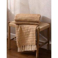 YARD Pure Cotton Waffle Fringed Throw Yellow