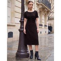 Roman Petite Ruched Front Midi Dress Brown Mix