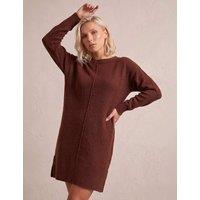 Roman Petite Knitted Pintuck Knee Length Shift Dress Orange Mix