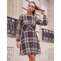 Roman Petite Twist Front Skater Dress Brown Mix