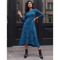 Roman Asymmetric Hem Midi Dress Teal Mix