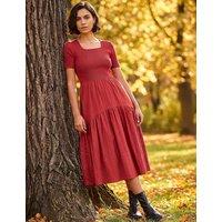 Roman Knit Woven Mix Knee Length Dress Copper
