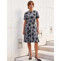 Roman Checked Floral Flock Knee Length Dress Black Mix