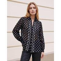 Roman Spot Print Trim Shirt Black Mix
