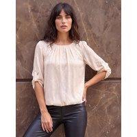 Roman Jacquard Textured Bubble Hem Top Ivory