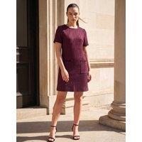 Roman Petite Textured Shift Dress Burgundy Mix