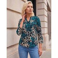 Roman Petite Abstract Print Button Top Black Mix