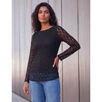 Roman Lace Ruched Top Black Mix