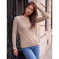 Roman Ribbed Double Mock Henley Top Beige Mix