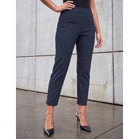 Roman Cotton Rich Jacquard Trousers with Stretch Blue Mix