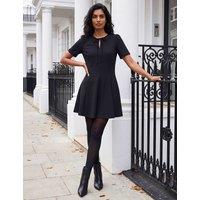 Roman Bow Detail Short Dress Black Mix