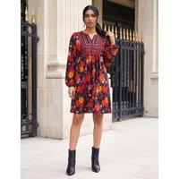 Roman Embroidery Panel Floral Dress Copper