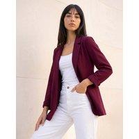 Roman Petite Oversized Revere Collar Blazer Burgundy Mix