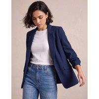 Roman Ruched Sleeve Oversized Cropped Blazer Jacket Navy Mix