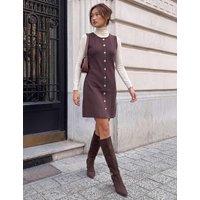 Roman Knitted Pinafore Dress Brown Mix