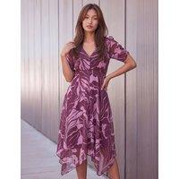 Roman Hanky Hem Knee Length Dress Plum
