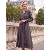 Roman Cotton Blend Check Mock Wrap Dress Brown Mix