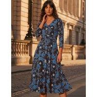 Roman Floral Knee Length Dress Brown Mix
