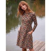 Roman Floral Side Ruched Dress Orange Mix